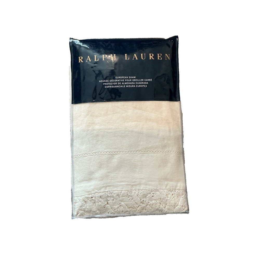 NIP RALPH LAUREN HOXTON MARGARET EURO SHAM(1) LINEN BLEND ~ Beige NEW $215